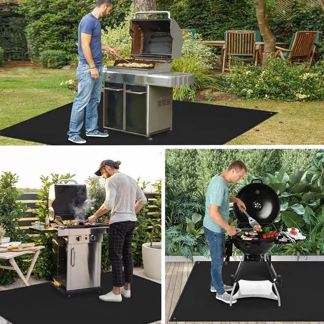 Alt view image 7 of 7 - 80 x 48 Inch 1mm Large Grill Mat, 2000 Fireproof Heat Resistant BBQ Mat, Waterproof Oilproof Easy Clean Grilling Mat for Outdoor Deck Patio Pavers