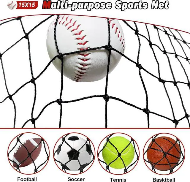 Alt view image 3 of 7 - Heavy Duty Twisted Knotted PE Baseball Softball Backstop Net, Multi-Purpose Sports Netting Barrier for Backyard Training
