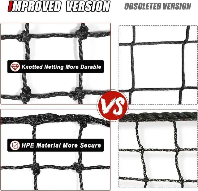 Alt view image 5 of 7 - Heavy Duty Twisted Knotted PE Baseball Softball Backstop Net, Multi-Purpose Sports Netting Barrier for Backyard Training