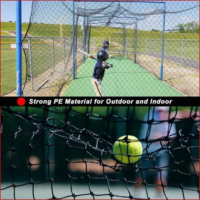 Alt view image 7 of 7 - Heavy Duty Twisted Knotted PE Baseball Softball Backstop Net, Multi-Purpose Sports Netting Barrier for Backyard Training