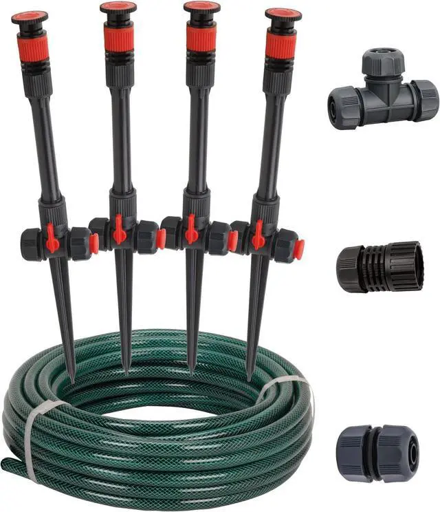 Main image of Flexible DIY Garden Sprinkler System with Hose and Accessories, Multi-Adjustable Sprinkler Heads for Lawn Plant Watering, Covers Up to 1650 Sq. Ft