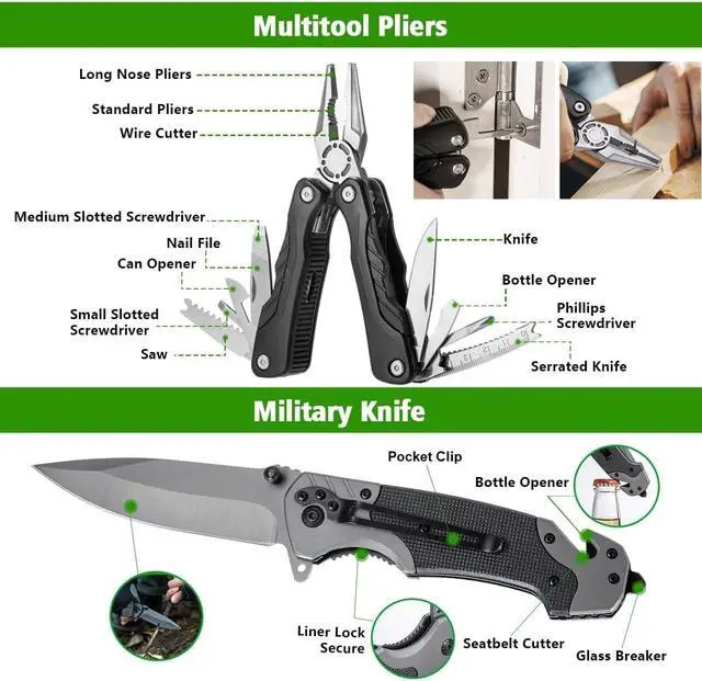 Alt view image 6 of 6 - Multifunctional Folding Tactical Shovel Axe Combo with Extension Handles Flashlight for Camping Hiking Cycling 19.3-40.9 Inches
