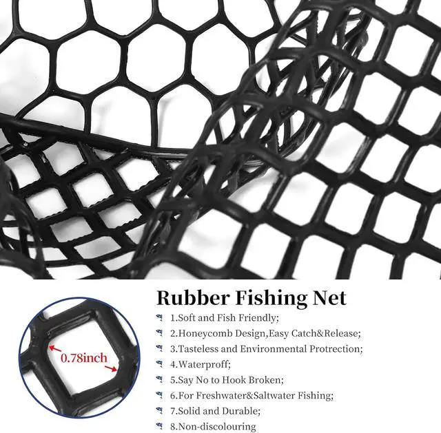 Alt view image 4 of 4 - Collapsible Aluminum Fishing Landing Net 67 Inch Extended Length Folding Handle Deep Tangle-Free Rubber Mesh Portable Fish Net for Freshwater Saltwater Kayak Boat Fishing