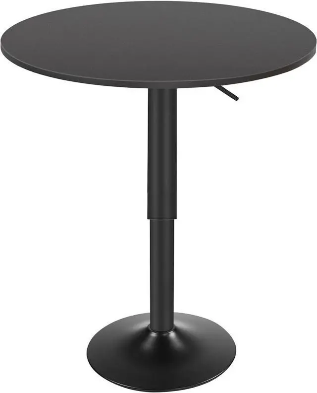 Main image of Height Adjustable Round Bar Table, 27 to 35.4 Inch Modern Pub Cocktail Table with Solid Wide Base, Smooth Surface Anti-collision Edge Leisure Dining Table Easy Assembly for Small Indoor Space, Black