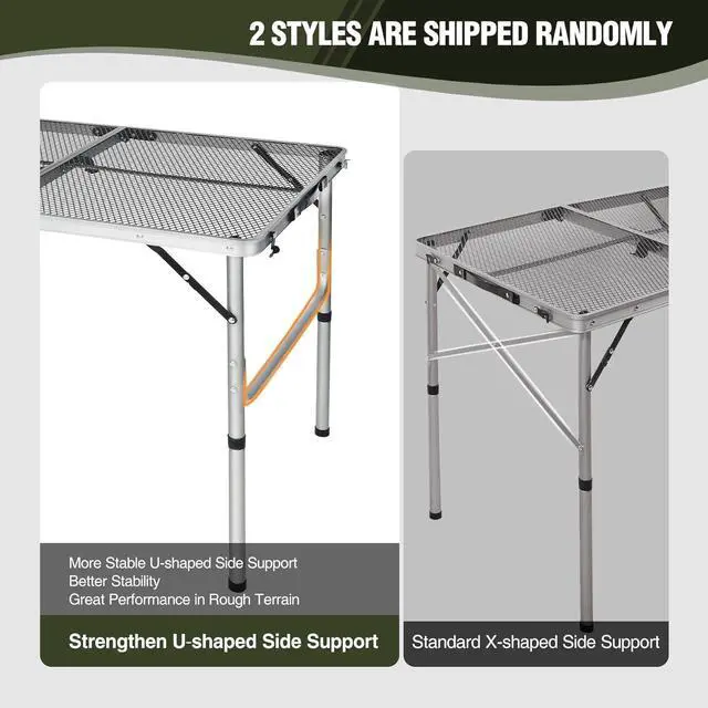 Alt view image 6 of 7 - 36x24 Folding Aluminum Outdoor Grill Table with Adjustable Height Legs, Lightweight Portable Metal Table for Camping Picnic BBQ and Backyard Cooking