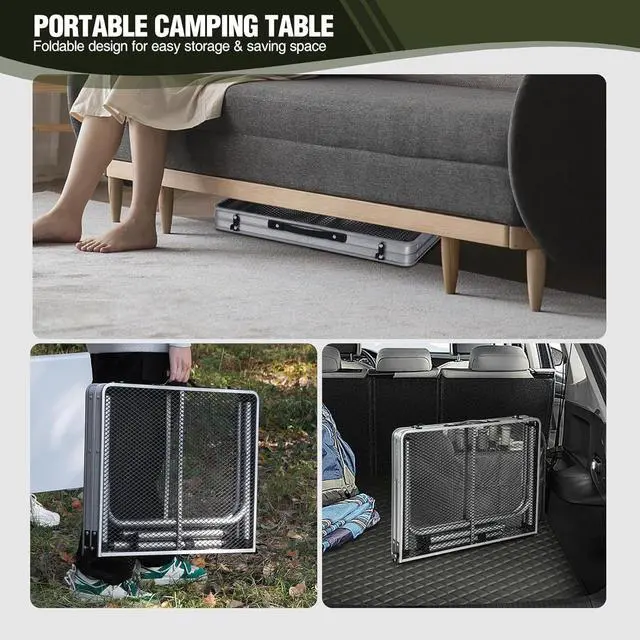 Alt view image 7 of 7 - 36x24 Folding Aluminum Outdoor Grill Table with Adjustable Height Legs, Lightweight Portable Metal Table for Camping Picnic BBQ and Backyard Cooking