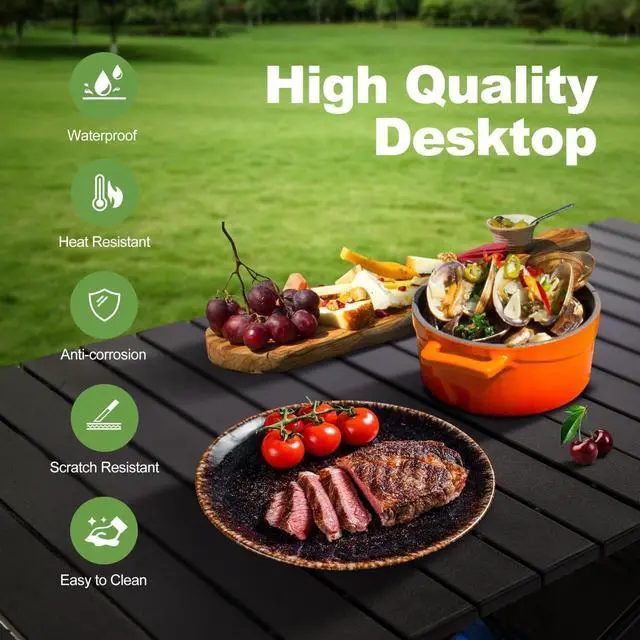 Alt view image 4 of 7 - Folding Aluminum Roll-Up Camping Table with Adjustable Height, Portable Picnic Table with Large Storage and Carrying Bag for Camping BBQ Beach Backyard Use