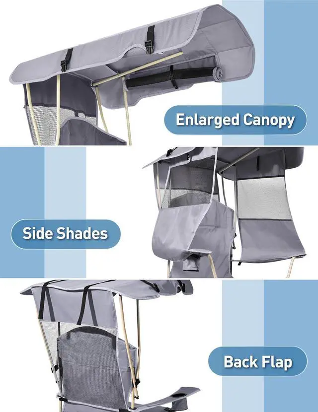 Alt view image 2 of 6 - Do not exceed the maximum weight capacity of 330 pounds. Secure side shades on windy days. Use the side pocket for oversized cups to prevent spills.