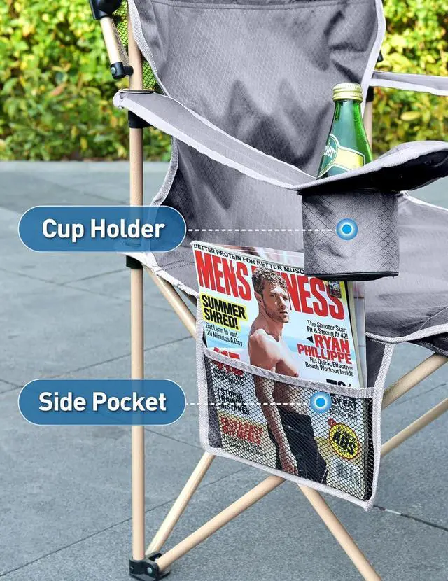 Alt view image 4 of 6 - Do not exceed the maximum weight capacity of 330 pounds. Secure side shades on windy days. Use the side pocket for oversized cups to prevent spills.