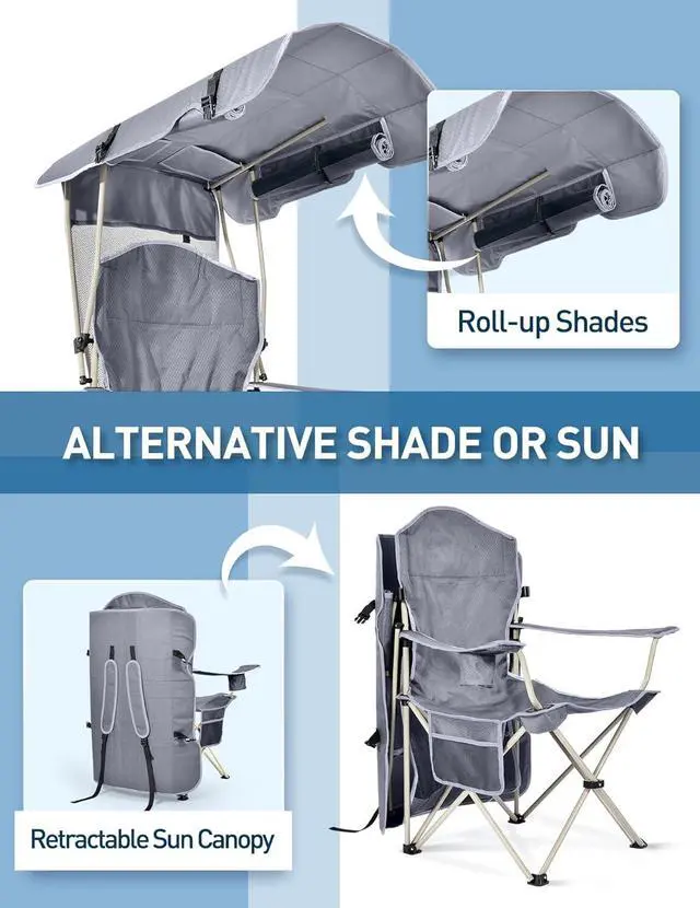 Alt view image 5 of 6 - Do not exceed the maximum weight capacity of 330 pounds. Secure side shades on windy days. Use the side pocket for oversized cups to prevent spills.