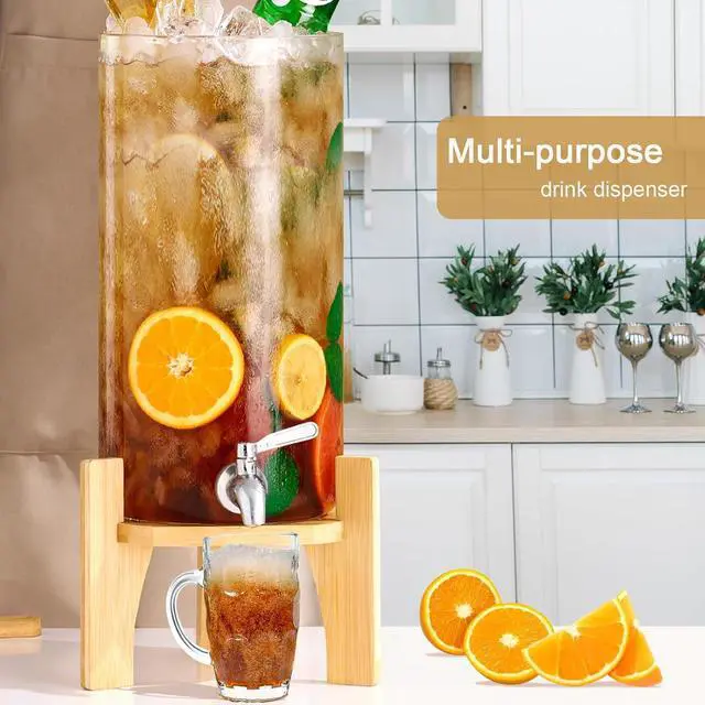 Alt view image 2 of 6 - 3 Gallon Glass Beverage Dispenser with Spigot, Jumbo Drink Dispenser for Parties, Bars, Restaurants, Suitable for Hot & Cold Water