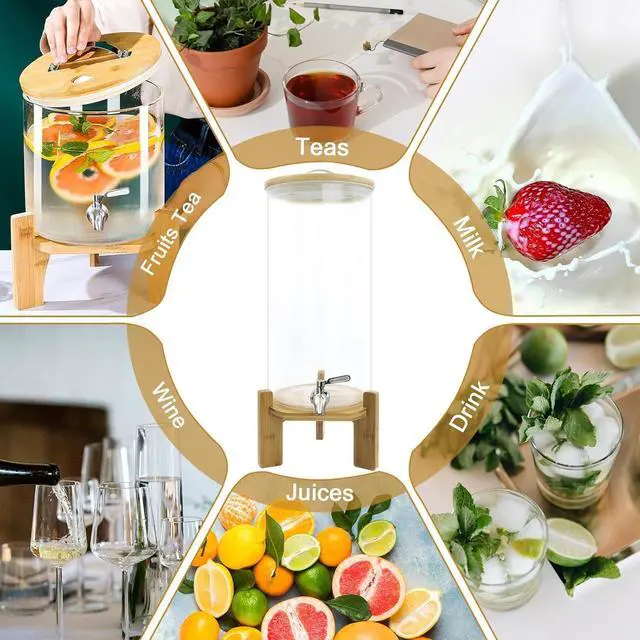 Alt view image 6 of 6 - 3 Gallon Glass Beverage Dispenser with Spigot, Jumbo Drink Dispenser for Parties, Bars, Restaurants, Suitable for Hot & Cold Water