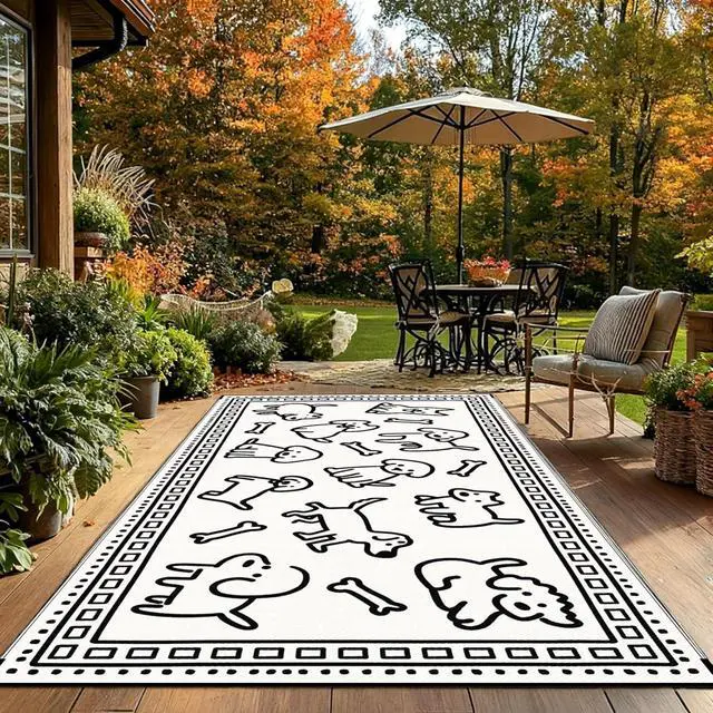 Alt view image 7 of 7 - 9x18 Ft Reversible Plastic Straw Outdoor Patio Rug Waterproof UV Resistant Floor Mat With 4 Ground Stakes And Carry Bag For Camping Picnic Beach RV Backyard