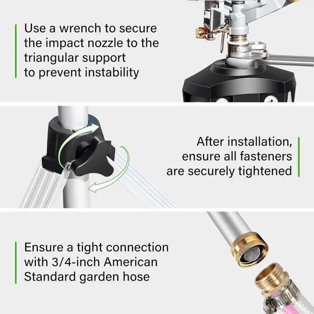 Alt view image 6 of 7 - 2 Pack 50 Inch Adjustable Tripod Impact Sprinkler, Heavy Duty Brass Nozzle Sprinkler, 360° Rotating Extendable Height Irrigation System for Large Yard Lawn Garden Watering