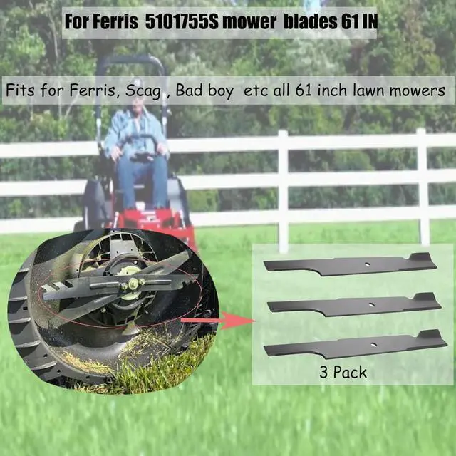Alt view image 2 of 6 - 61 Inch Replacement Lawn Mower Blade, Heavy Duty Steel Blade with 5/8 Inch Round Center Hole, 21 Inches Long for 61 Inch Mower Decks
