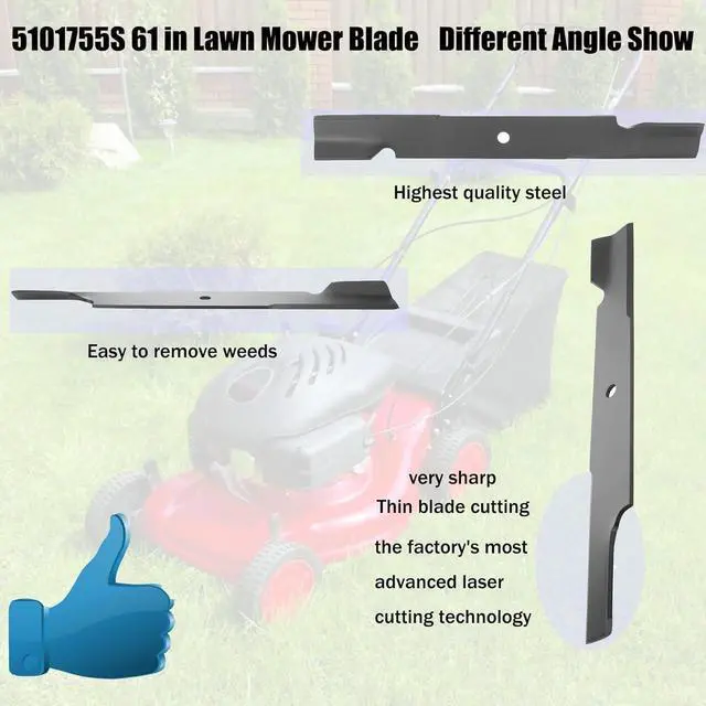 Alt view image 4 of 6 - 61 Inch Replacement Lawn Mower Blade, Heavy Duty Steel Blade with 5/8 Inch Round Center Hole, 21 Inches Long for 61 Inch Mower Decks