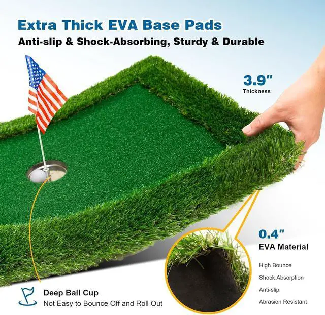 Alt view image 6 of 7 - Floating Golf Green for Pool, Multiple Sizes (35"x24"/47"x35"/63"x47"), Floating Chipping Green for 2-4 Golfers, Outdoor Pool Game for Skill Improvement