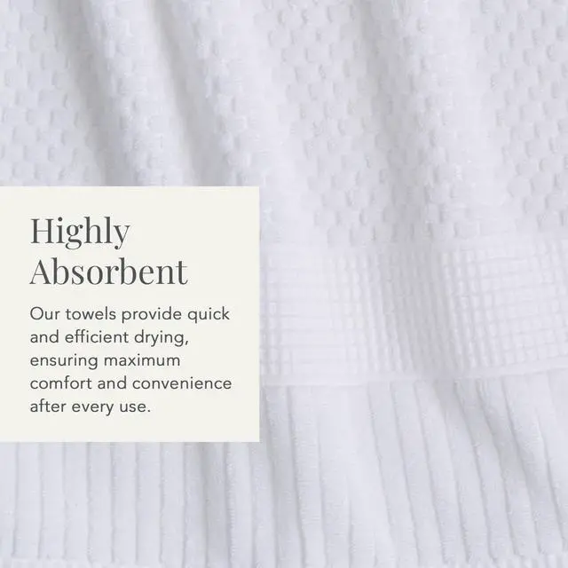 Alt view image 5 of 7 - 6 Piece Cotton Bath Towel Set Quick Drying Highly Absorbent 600GSM Soft Textured Bathroom Towels Includes 2 Bath Towels 2 Hand Towels 2 Washcloths for Home Hotel Shower Daily Use White