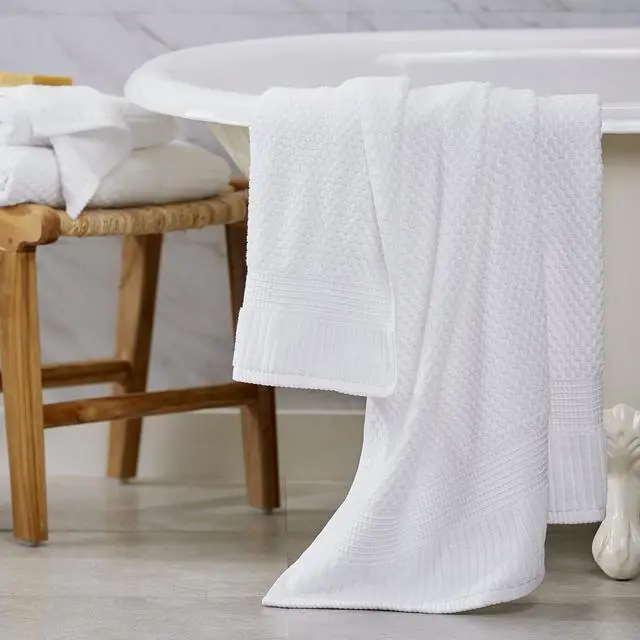 Alt view image 6 of 7 - 6 Piece Cotton Bath Towel Set Quick Drying Highly Absorbent 600GSM Soft Textured Bathroom Towels Includes 2 Bath Towels 2 Hand Towels 2 Washcloths for Home Hotel Shower Daily Use White