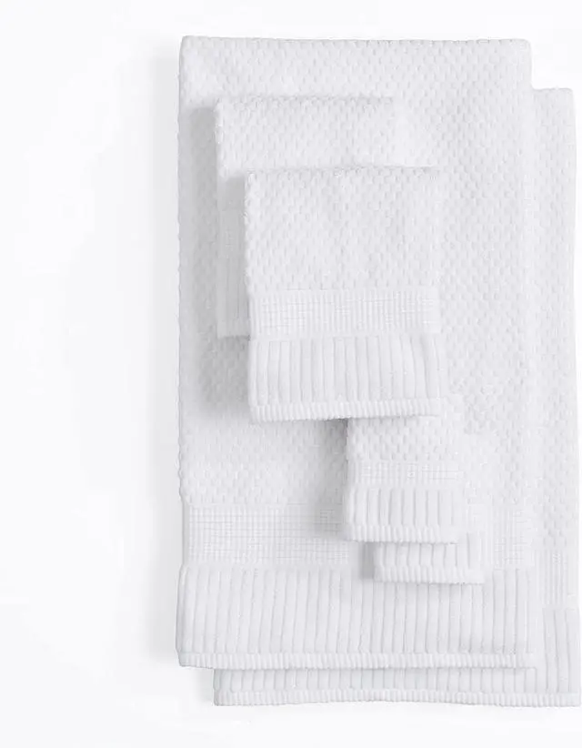 Alt view image 7 of 7 - 6 Piece Cotton Bath Towel Set Quick Drying Highly Absorbent 600GSM Soft Textured Bathroom Towels Includes 2 Bath Towels 2 Hand Towels 2 Washcloths for Home Hotel Shower Daily Use White