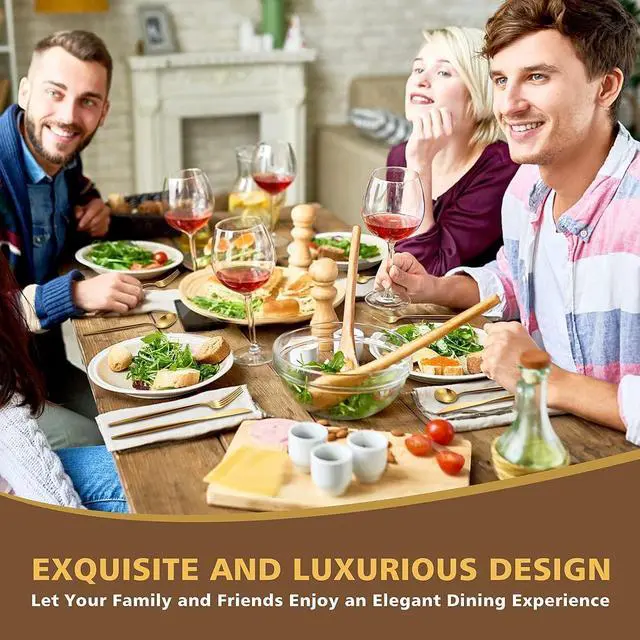 Alt view image 5 of 5 - 60-Piece Matte Gold Stainless Steel Flatware Set for 12, Satin Finish Rust Resistant Kitchen Utensils, Dishwasher Safe Elegant Tableware Cutlery Set for Home Dining and Parties
