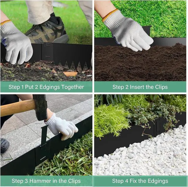 Alt view image 4 of 6 - 6-Pack Galvanized Steel Landscape Edging 40" L x 6" H Flexible No Dig Garden Border Strips with Connecting Clips for Lawn Yard Flower Bed Outdoor Landscaping