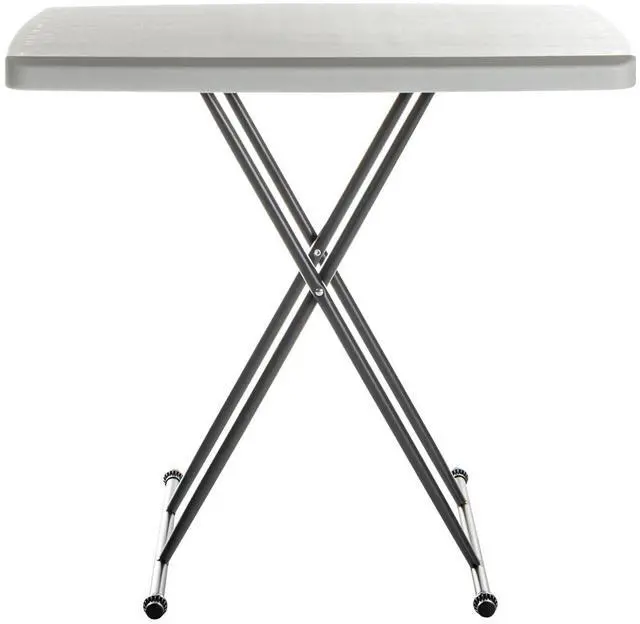 Alt view image 3 of 7 - Heavy Duty Adjustable Height Camping Personal Folding Table, Platinum, 19.5 L x 30 W x 28" H, Utility Table