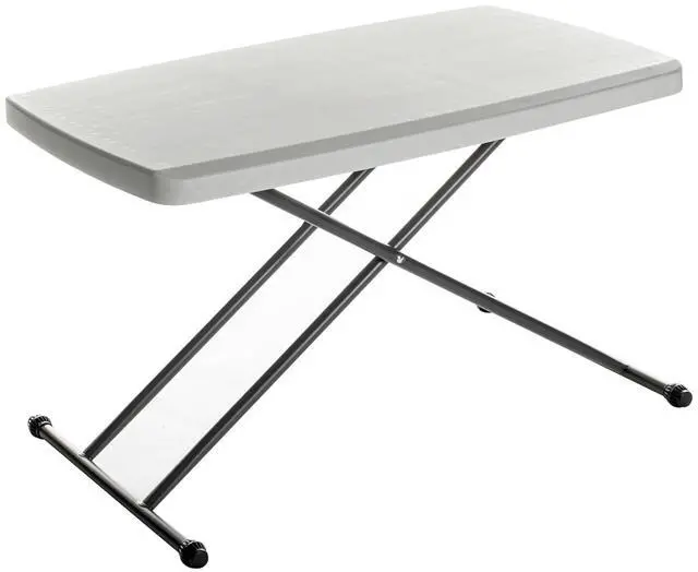 Main image of Heavy Duty Adjustable Height Camping Personal Folding Table, Platinum, 19.5 L x 30 W x 28" H, Utility Table