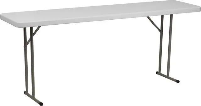 Main image of 6-Foot Rectangular Plastic Folding Table, White Foldable Table for Indoor/Outdoor Events, 220 LBS Static Load, No Assembly