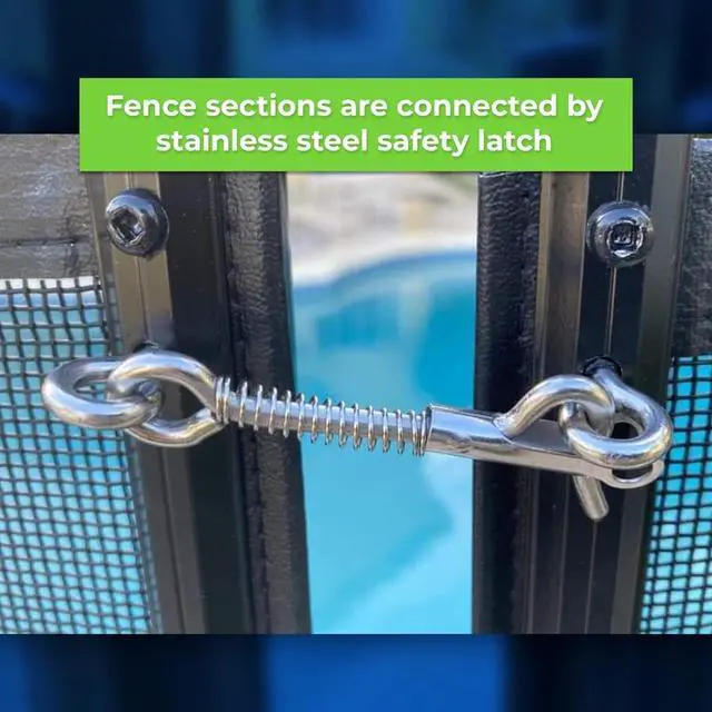 Alt view image 7 of 7 - 4' x 12' Pool Safety Fence Section Kit, Removable Mesh Pool Fence with 5 Integrated Posts, UV-Resistant, for Above Ground/In-Ground Pools