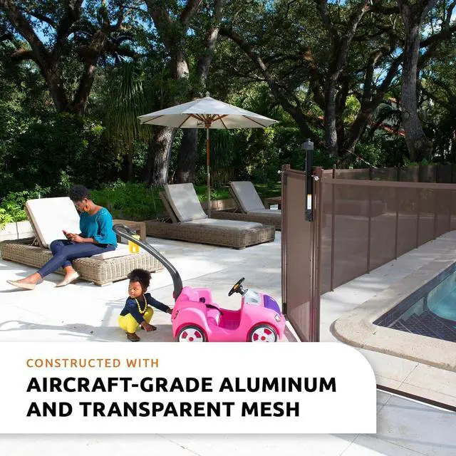 Alt view image 6 of 7 - 4' x 12' Pool Safety Fence Section Kit, Removable Mesh Pool Fence with 5 Integrated Posts, UV-Resistant, for Above Ground/In-Ground Pools