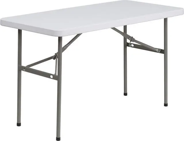 Main image of 4-Foot Rectangular Plastic Folding Event Table, White Banquet Table for Indoor/Outdoor Use, 330 LBS Static Load, No Assembly