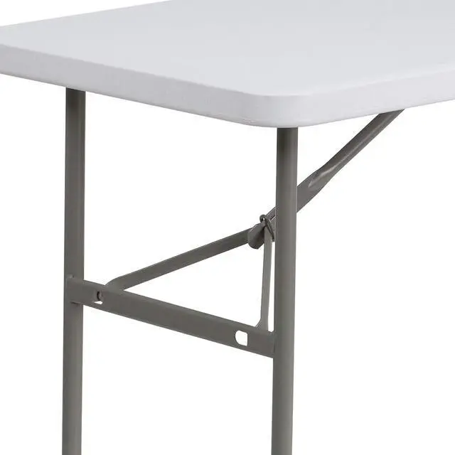Alt view image 7 of 7 - 4-Foot Rectangular Plastic Folding Event Table, White Banquet Table for Indoor/Outdoor Use, 330 LBS Static Load, No Assembly