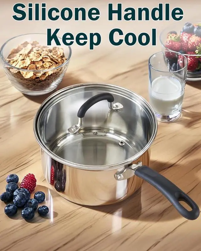 Alt view image 4 of 7 - 10-Piece Stainless Steel Cookware Set with Encapsulated Bottoms, Stay-Cool Handles and Glass Lids, Induction Compatible Oven and Dishwasher Safe