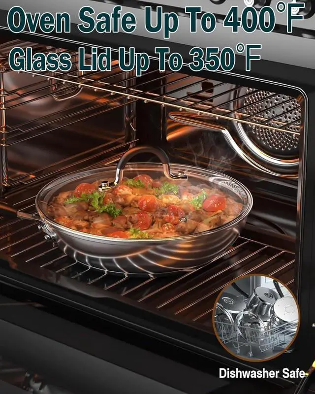 Alt view image 7 of 7 - 10-Piece Stainless Steel Cookware Set with Encapsulated Bottoms, Stay-Cool Handles and Glass Lids, Induction Compatible Oven and Dishwasher Safe
