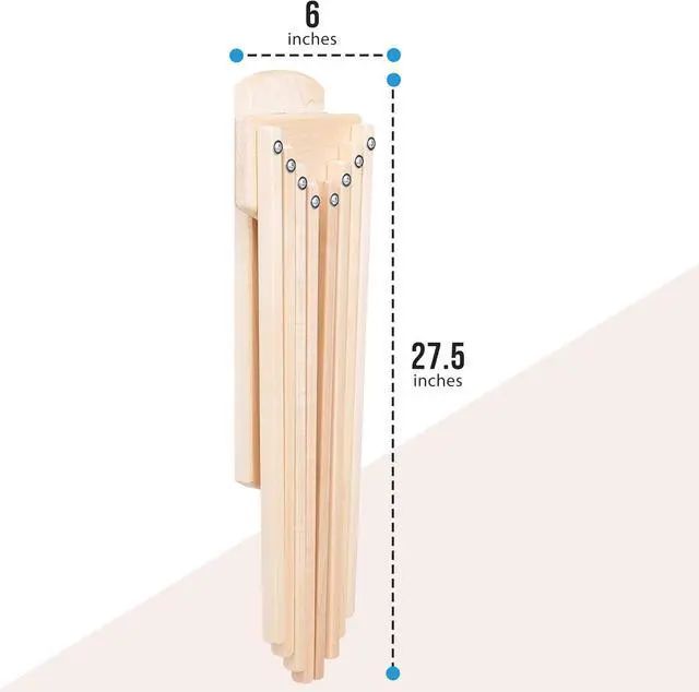 Alt view image 4 of 6 - Wall Mounted Collapsible Clothes Drying Rack Heavy Duty Solid Maple Hardwood Laundry Rack for Indoor Use