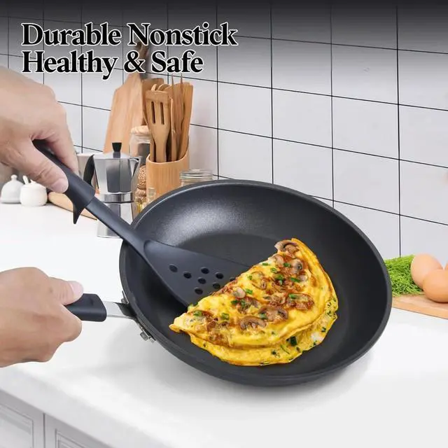 Alt view image 7 of 7 - 12-Piece Hard Anodized Nonstick Cookware Set with Stay-Cool Handles, Oven Safe Dishwasher Safe Pots and Pans for Kitchen Cooking