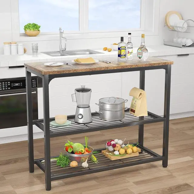 Alt view image 5 of 6 - 32 Inch Narrow Industrial Console Table, Rustic Wood Top Sofa Table with Double Mesh Storage Shelves, Sturdy Metal Frame Multifunctional Accent Table for Entryway Hallway Foyer Living Room Kitchen