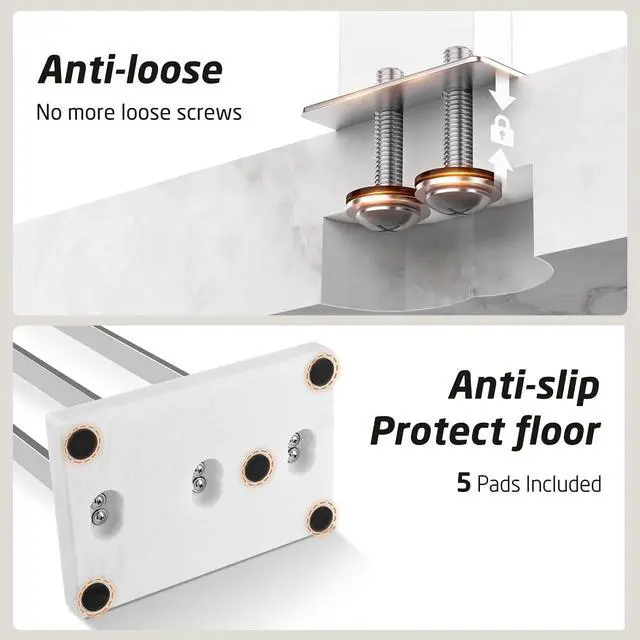 Alt view image 4 of 5 - 3-Tier Freestanding Towel Rack with Natural Marble Base, Polished 18/8 Stainless Steel Floor Towel Holder Height Differentiated Bars for Large Bath Towels Hand Towels Bathroom Balcony