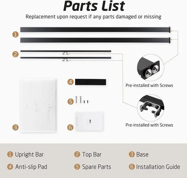 Alt view image 7 of 7 - 37 Inch Freestanding Towel Rack with Solid Marble Base Matte Black 18/8 Stainless Steel Double Equal Height Rod Floor Towel Holder for Bathroom Balcony