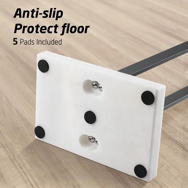 Alt view image 6 of 7 - 37 Inch Freestanding Towel Rack with Solid Marble Base Matte Black 18/8 Stainless Steel Double Equal Height Rod Floor Towel Holder for Bathroom Balcony
