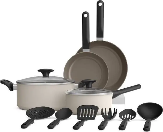 Main image of 12 Piece Ceramic Nonstick Cookware Set with Tempered Glass Lids and Cool-Touch Handles, Oven Safe All Stovetops Compatible Kitchen Pots and Pans