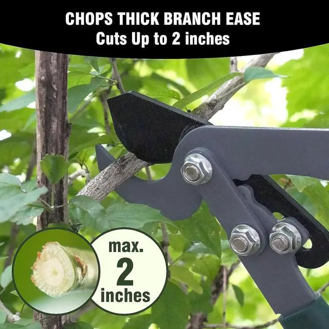 Alt view image 2 of 6 - 3-Piece Garden Pruning Tool Set with Telescopic Aluminum Handles, Bypass Lopper Hedge Shears Pruning Shears, Heavy Duty Branch Cutters for Shrubs Hedges Branches