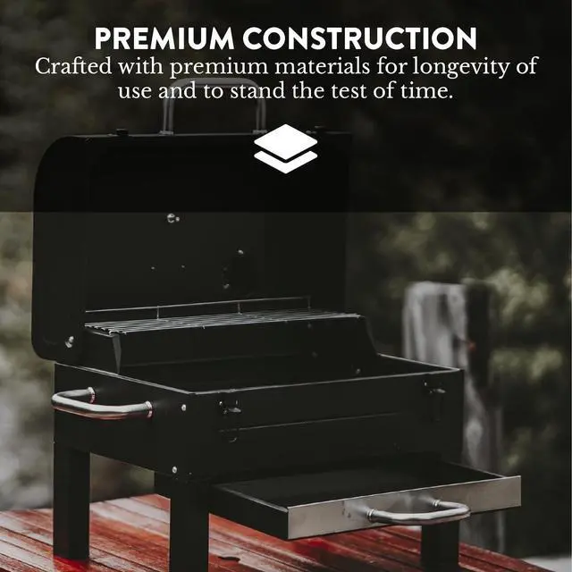 Alt view image 5 of 7 - 18-Inch Portable Tabletop Charcoal BBQ Grill, 2-Tiered with Side Handles & Lid, Compact Grill & Smoker for Picnic, Tailgate & Outdoor Cooking