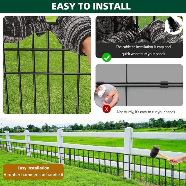 Alt view image 5 of 7 - 42.5FT Total Length 13in Height No Dig Animal Barrier Fence 30 Pack Rustproof Welded Metal Fence Anti Digging Garden Edging Border for Dog Rabbit Outdoor Yard Patio Flower Bed Protection