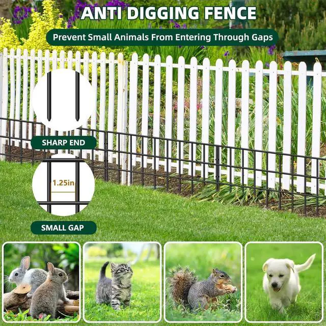Alt view image 6 of 7 - 42.5FT Total Length 13in Height No Dig Animal Barrier Fence 30 Pack Rustproof Welded Metal Fence Anti Digging Garden Edging Border for Dog Rabbit Outdoor Yard Patio Flower Bed Protection