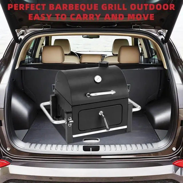 Alt view image 7 of 7 - Portable Tabletop Charcoal Grill with 314 Square Inch Cooking Area, Warming Rack and Removable Charcoal Tray for Outdoor Camping, Picnic