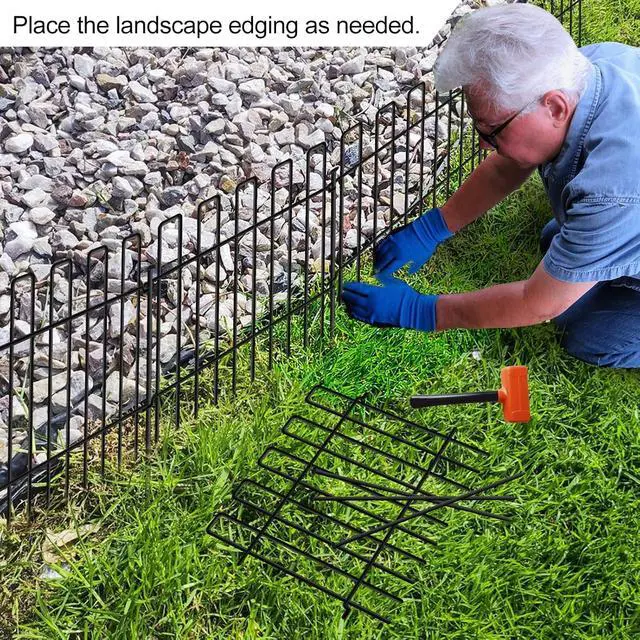 Alt view image 4 of 7 - 26 Panels No Dig Metal Garden Fence 13in Height 37FT Total Length Rustproof Animal Barrier Fence Anti Digging Defense Border with Ground Stakes for Outdoor Yard Patio Flower Bed Landscaping