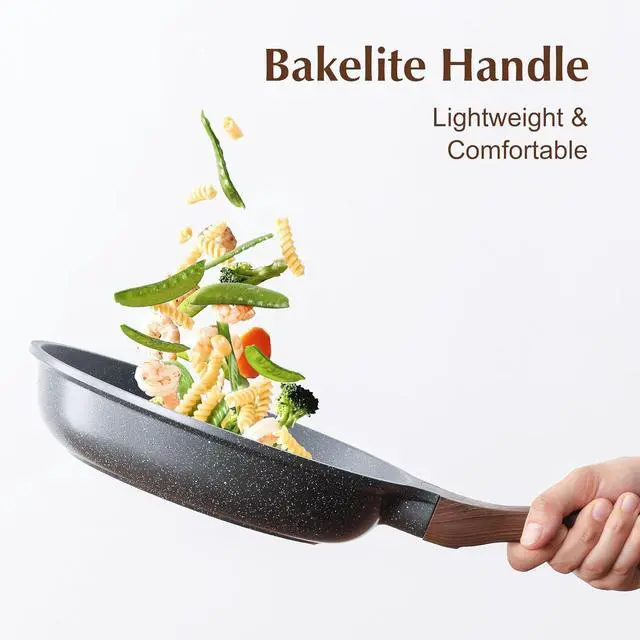 Alt view image 5 of 7 - 16Pcs Non Stick Granite Cookware Set PFOA Free Induction Compatible Even Fast Heating Easy to Clean Durable Kitchen Cooking Set with Stay-Cool Handles