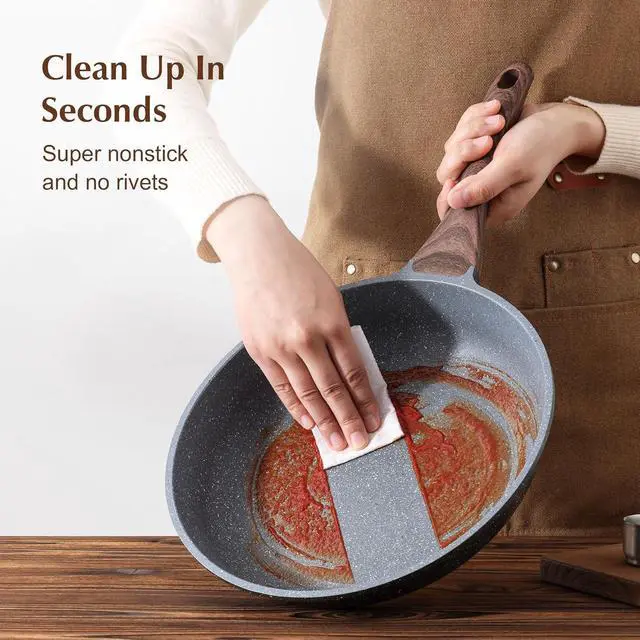 Alt view image 3 of 7 - 16Pcs Non Stick Granite Cookware Set PFOA Free Induction Compatible Even Fast Heating Easy to Clean Durable Kitchen Cooking Set with Stay-Cool Handles